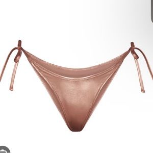 Skims Swim Metallic Tie Side Bikini Bottoms Size Large Rose Gold